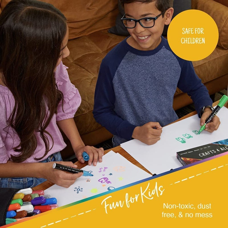 Crafts 4 All Liquid Chalk Markers for Blackboard Signs, Bistro Menu, Car Window Glass - Dry Erase, Washable - 13 Colored Chalk Pens w/Reversible Tips & Tweezers - Bonus White Chalkboard Marker - Image 3